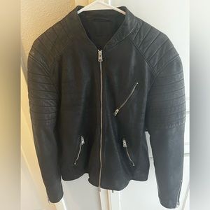All Saints Men’s Marsden Bomber Leather Jacket L. MSRP $300